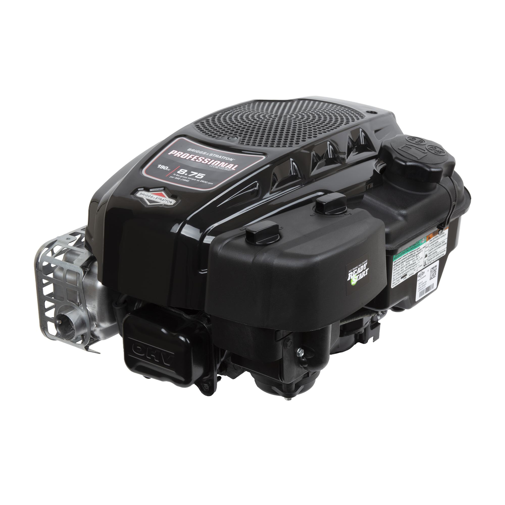 Briggs & Stratton Vertical Shaft Engine, 190cc, 25mm x 3.156in. Crankshaft, Recoil Start, Model# 125P02-0012-F1
